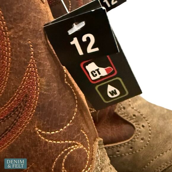 NEW Cody James Nano Lite Waterproof Western Work Boots Composite Toe Brown Ranch